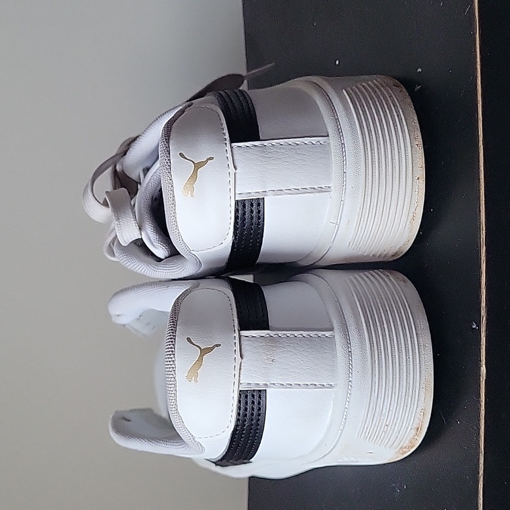 Womens Puma Classic White Sneakers with Black Stripe - Picture 2 of 4
